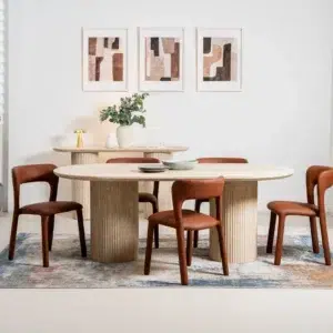 Milos Limestone Dining Table with travertine finish 200cm wide for 6-8 people