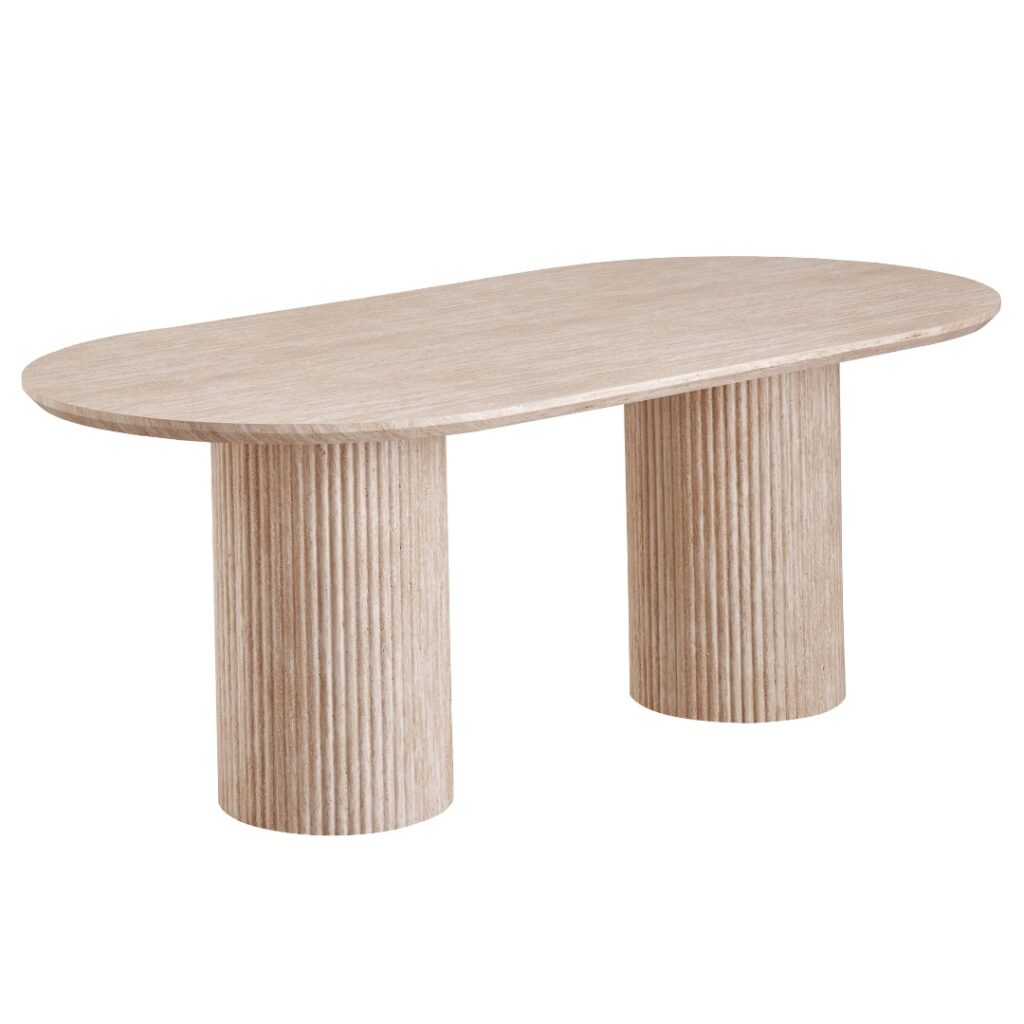Milos Limestone Dining Table with travertine finish, 200cm x 100cm, modern MDF dining table for 6-8 people