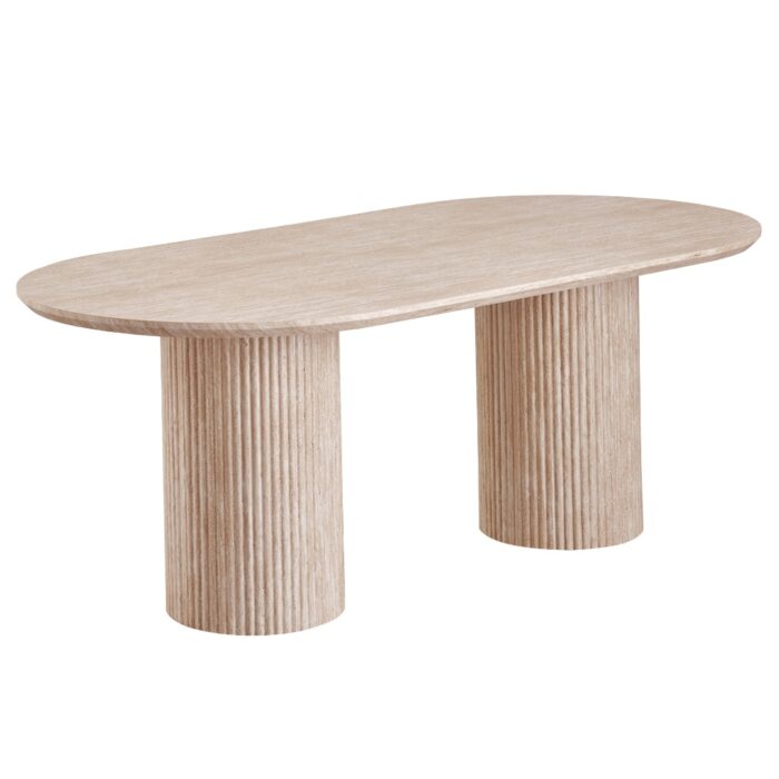 Milos Limestone Dining Table with travertine finish, 200cm x 100cm, modern MDF dining table for 6-8 people