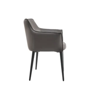 Monaco Grey Dining Chair Set of 2 with Black Metal Frame Modern Upholstered Seat