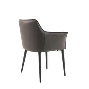 Monaco Grey Dining Chair Set of 2 with Black Metal Frame Modern Upholstered Seat
