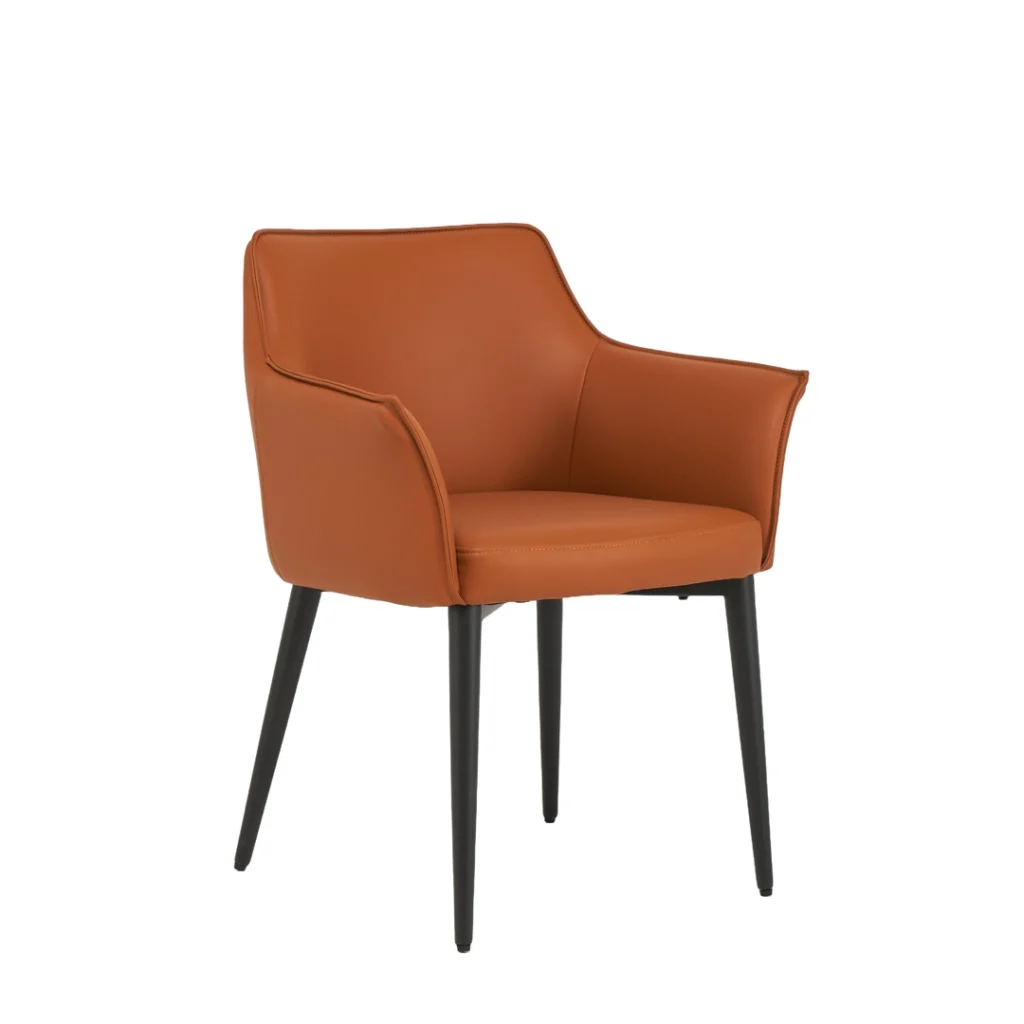 Monaco dining chairs terracotta PU upholstery black frame set of 2 modern dining chairs