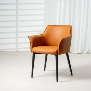 Monaco dining chairs terracotta PU upholstery black frame set of 2 modern dining seats