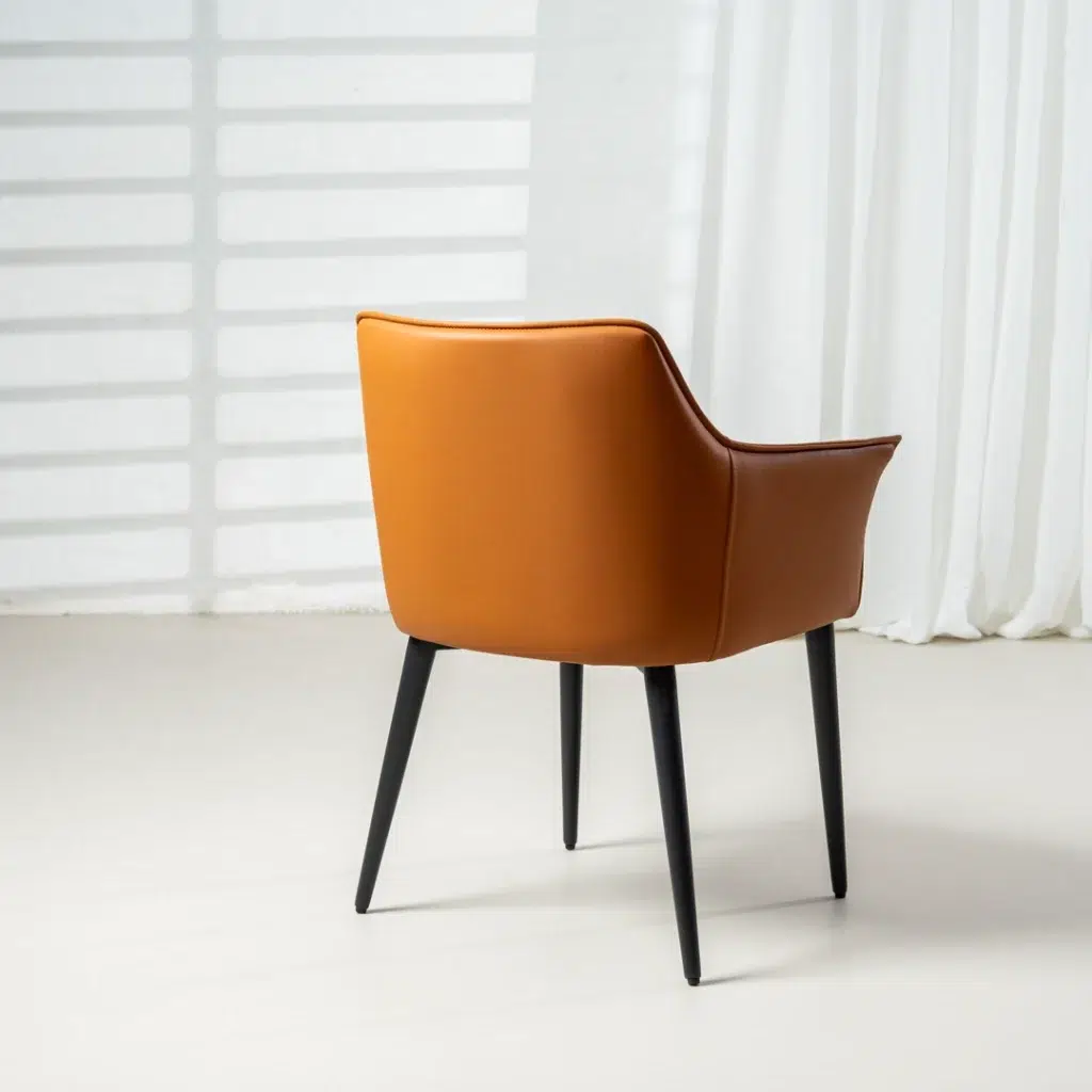 Monaco dining chairs terracotta PU upholstery black frame set of 2 modern dining chairs