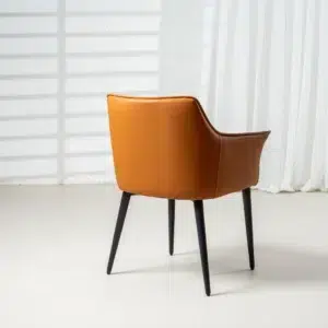 Monaco dining chairs terracotta PU upholstery black frame set of 2 modern dining chairs