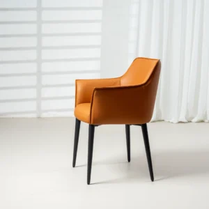 Monaco dining chairs in terracotta PU upholstery with black powder-coated frame set of 2