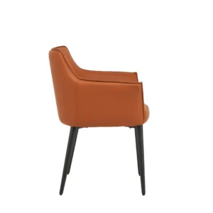 Monaco dining chairs terracotta PU upholstery black frame set of 2 modern dining seats