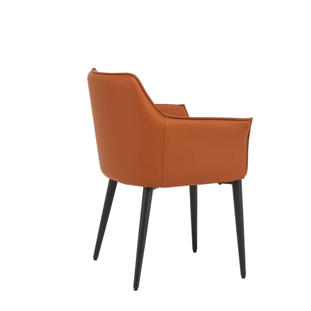 Monaco dining chairs terracotta PU upholstery black frame set of 2 modern dining seats