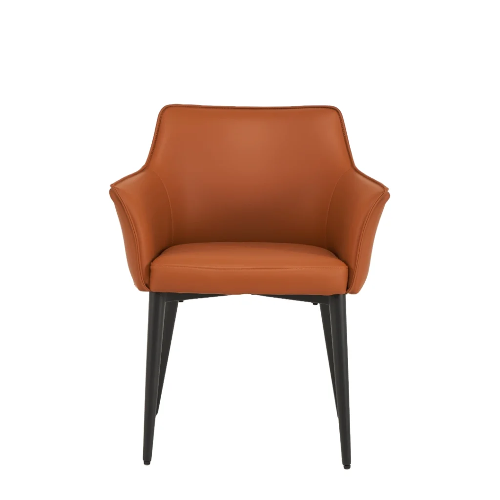 Monaco dining chairs terracotta PU upholstery black frame set of 2 modern dining seats