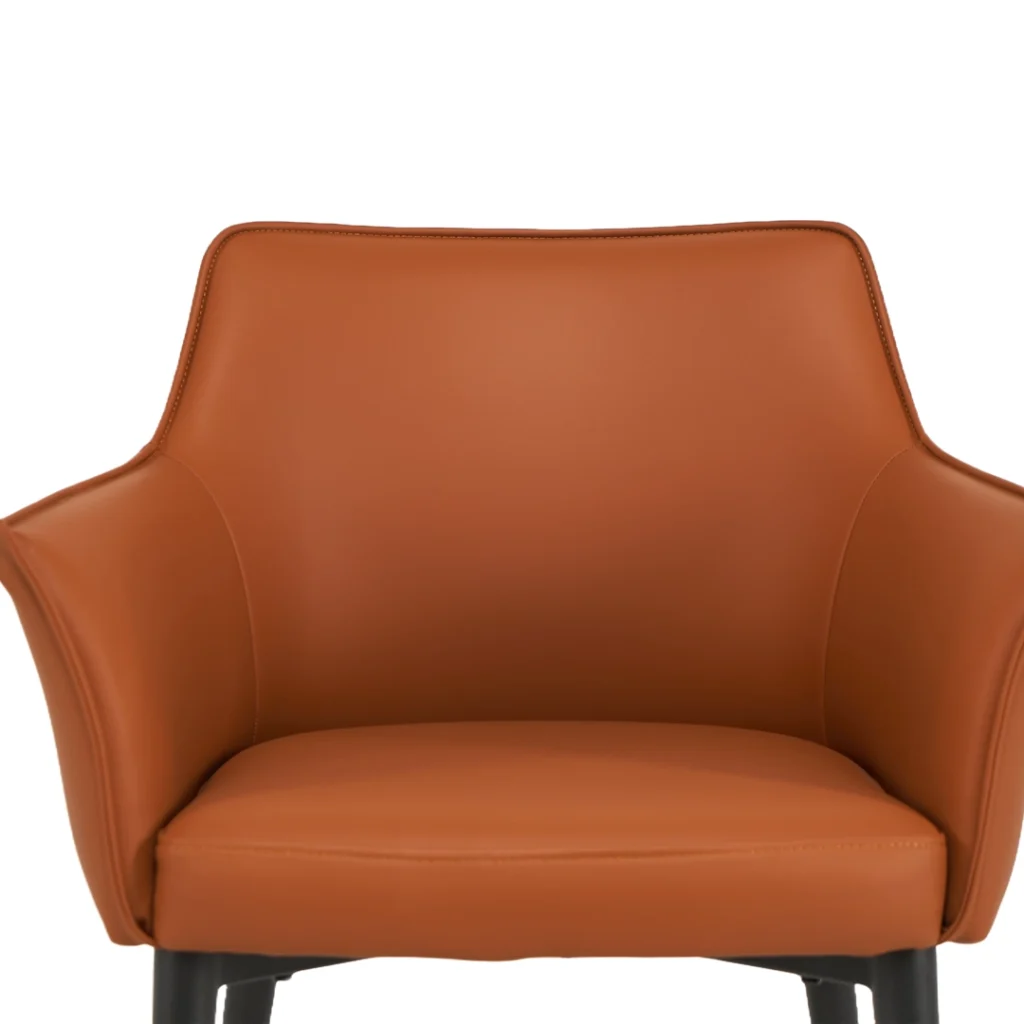 Monaco dining chairs terracotta PU upholstery black frame set of 2 modern dining seats