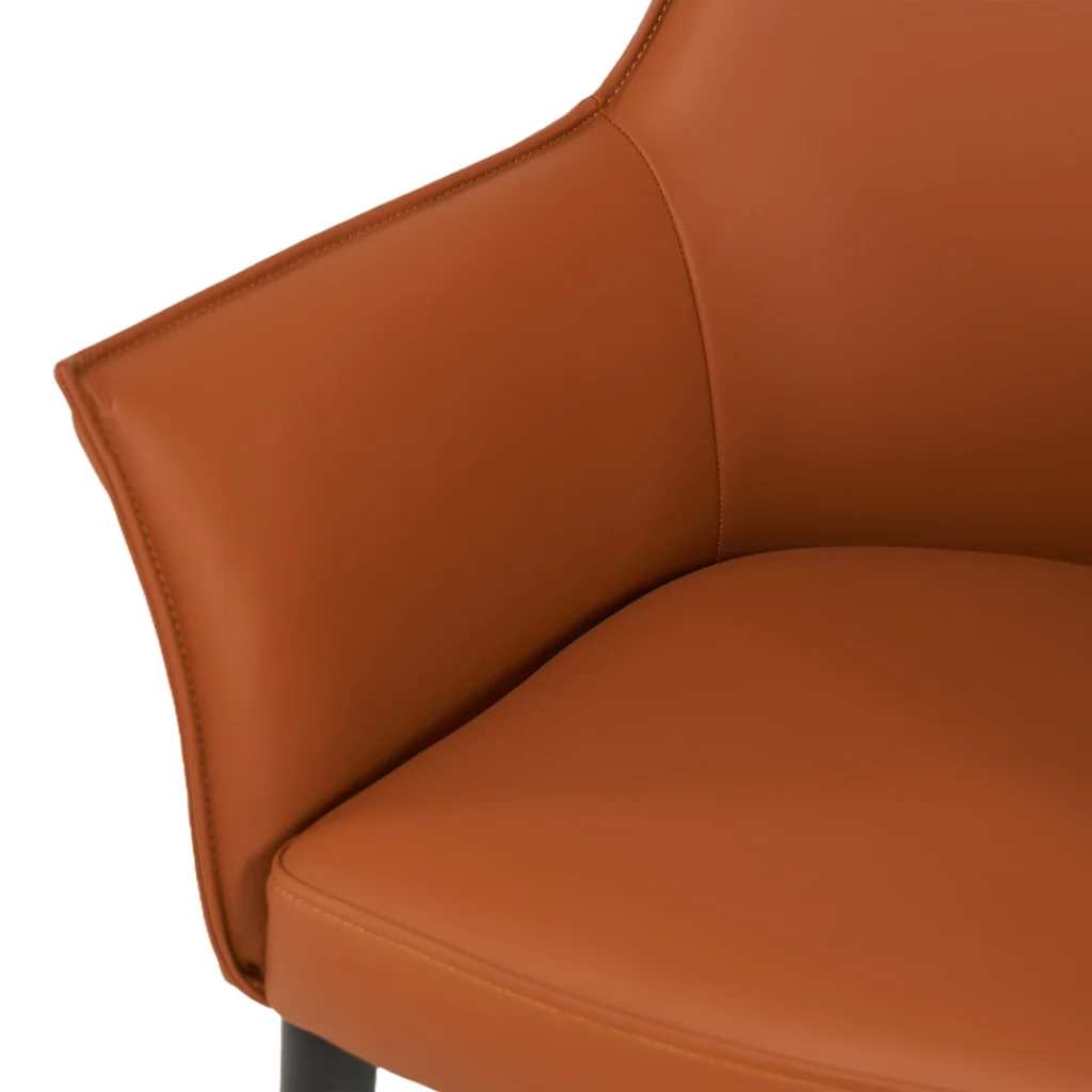 Monaco dining chairs terracotta PU upholstery black frame set of 2 modern dining chairs