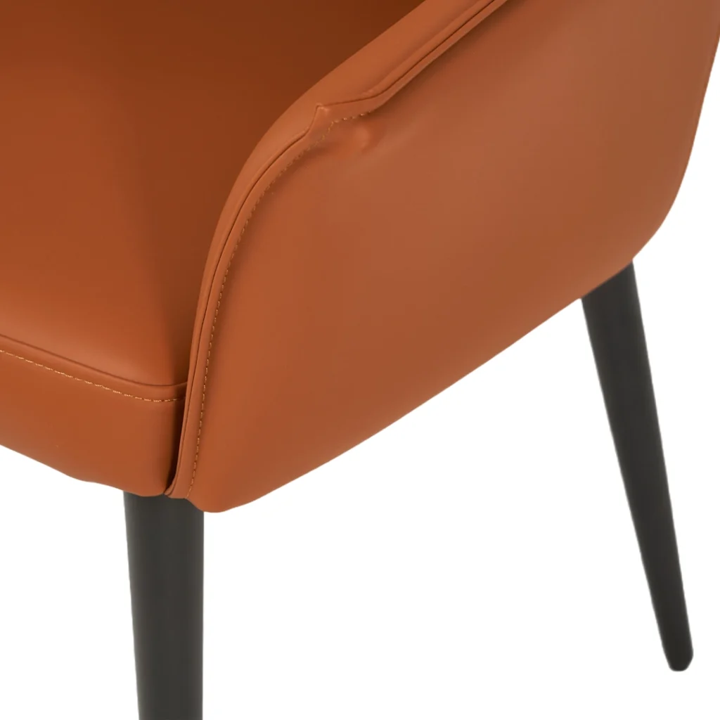 Monaco dining chairs terracotta PU upholstery black frame set of 2 modern dining chairs