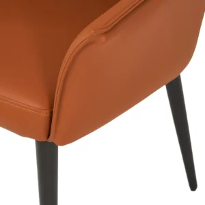 Monaco dining chairs terracotta PU upholstery black frame set of 2 modern dining chairs