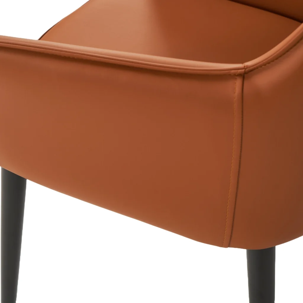 Monaco dining chairs terracotta PU upholstery black frame set of 2 modern dining seats