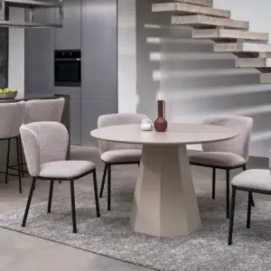 Monet Dining Table in Putty with Wine Accent, Modern Spacious Design for Dining Room