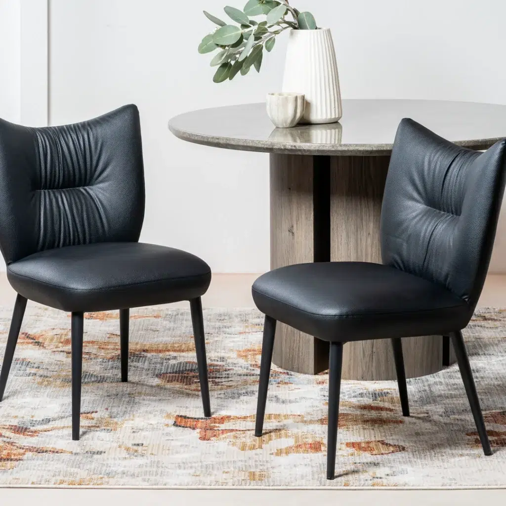 Modena black dining chairs set of 2 with eco leather and metal frame modern design