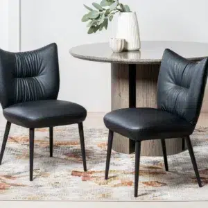 Modena black dining chairs set of 2 with eco leather and metal frame modern design