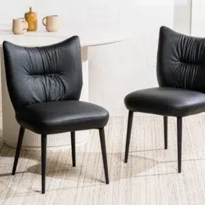 Modena black dining chairs set of 2 with eco leather and metal frame for modern dining room