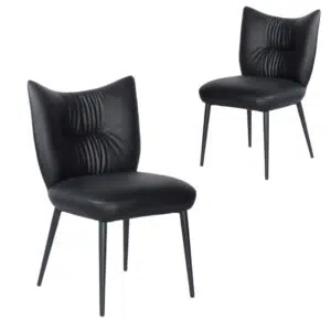 Modena black dining chairs set of 2 with eco leather and metal frame for modern dining room