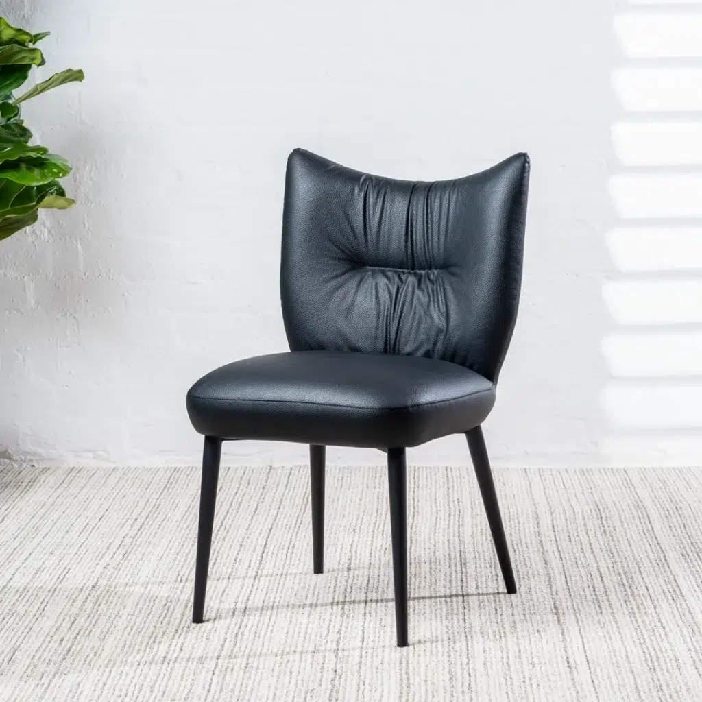 Black Modena dining chairs set of 2 with eco leather and metal frame for modern dining room