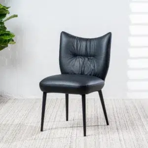 Black Modena dining chairs set of 2 with eco leather and metal frame for modern dining room