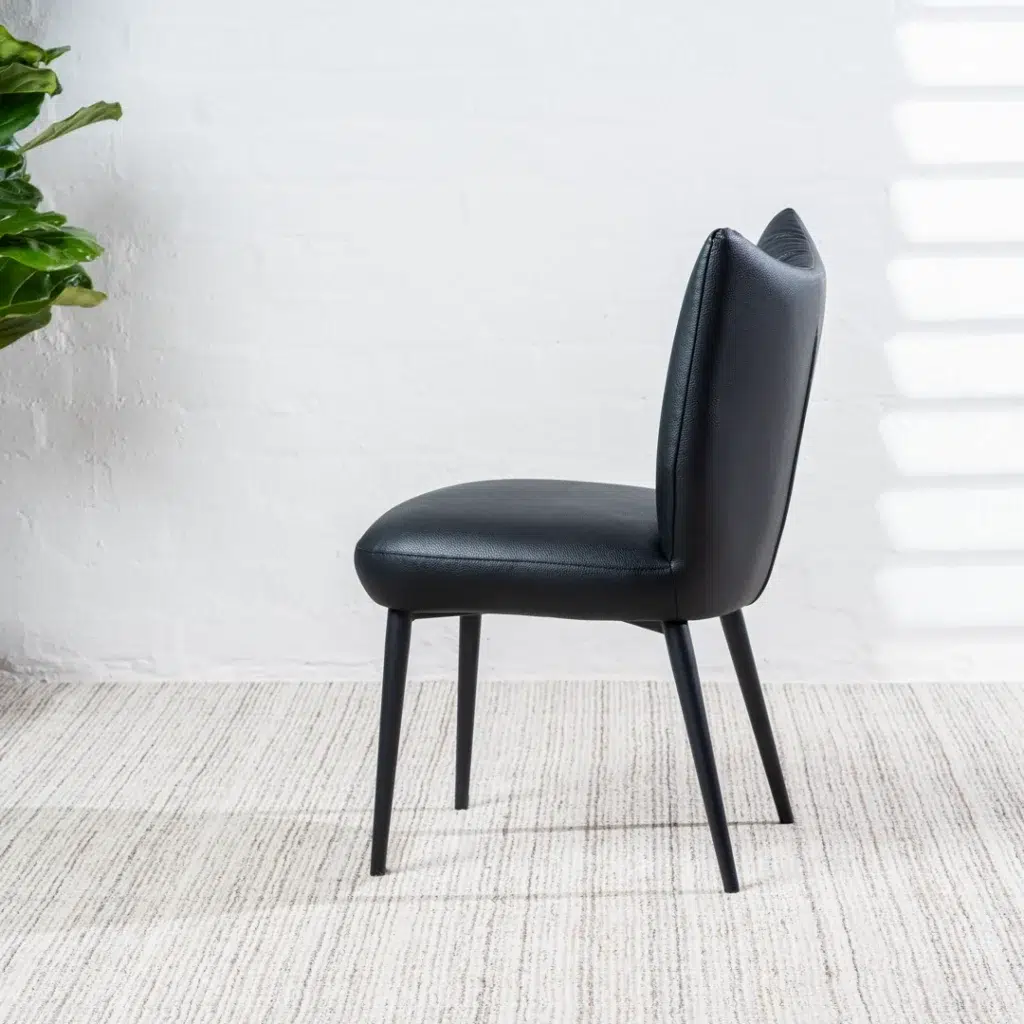 Modena black dining chairs set of 2 with eco leather and metal frame modern design