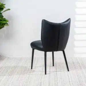 Modena black dining chairs set of 2 with eco leather and metal frame for modern dining room