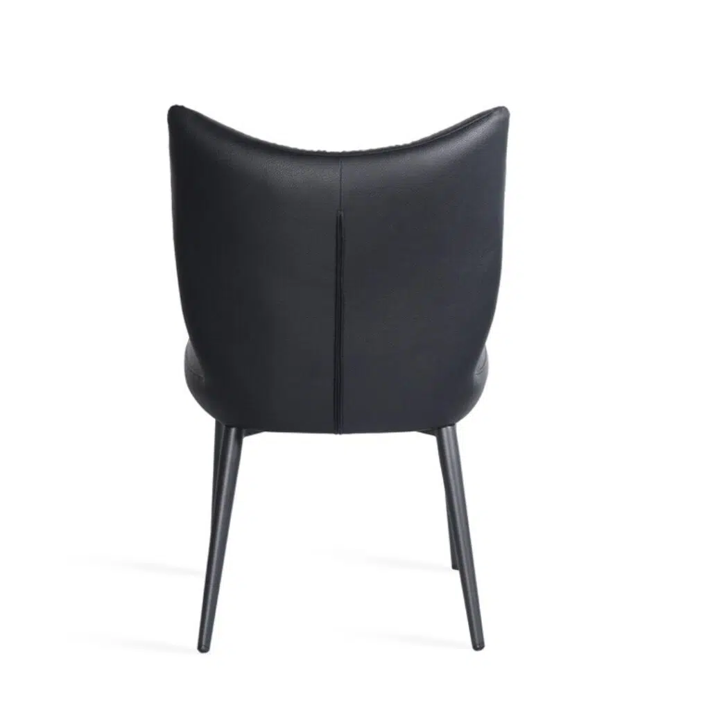 Modena black dining chairs set of 2 with eco leather and metal frame for modern dining room