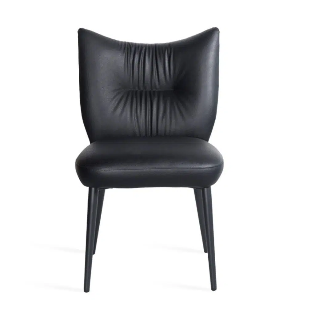 Modena black dining chairs set of 2 with eco leather and metal frame for modern dining room
