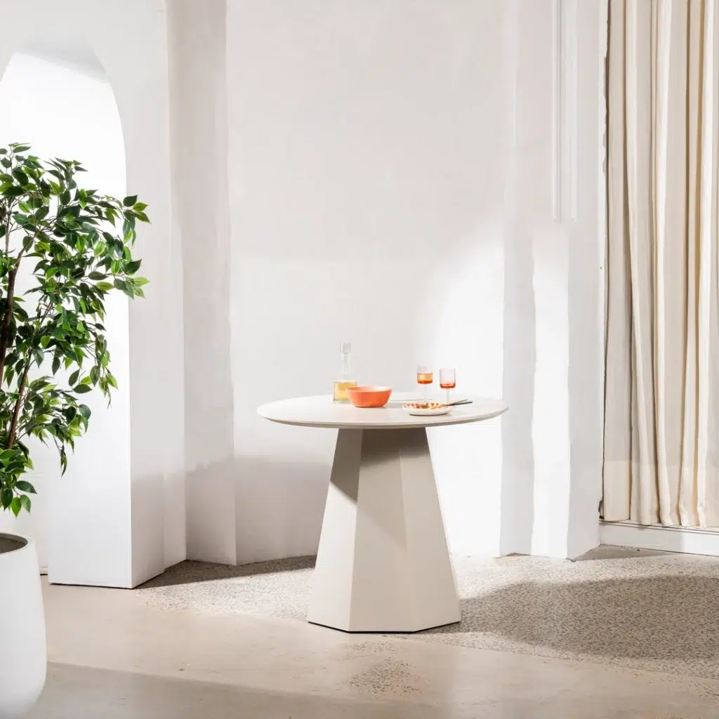 Matisse Putty Dining Table with Matte Finish and Modern Square Design