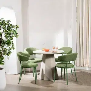 Monet Dining Table in Putty with Wine Accent, Modern Spacious Design for Small Spaces