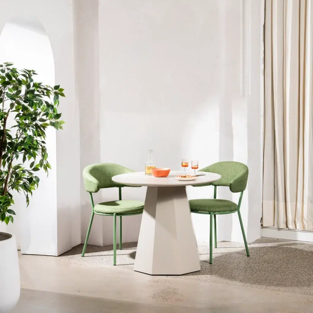 Matisse Putty Dining Table with Matte Finish and Modern Square Design