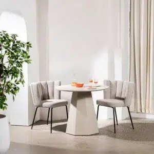 Matisse Putty Dining Table with Matte Finish and Minimalist Design