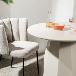 Monet Dining Table in Putty with Wine Accent, Modern Spacious Design for Small Spaces