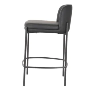 Black Moritz Bar Stool with eco-leather seat and metal frame for modern kitchen or bar