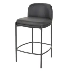 Black Moritz Bar Stool with eco-leather seat and powder-coated metal frame for modern kitchens and bars
