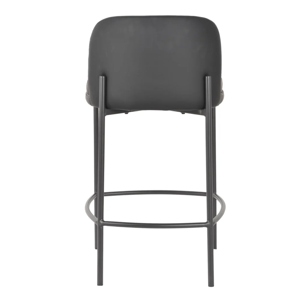 Black Moritz Bar Stool with eco-leather seat and metal frame for home bar or kitchen island
