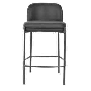 Black Moritz bar stool with eco-leather seat and powder-coated metal frame for modern kitchens and bars