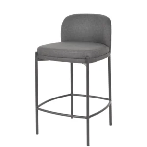 Moritz Charcoal Bar Stool with black fabric seat and powder-coated metal frame for kitchen or bar