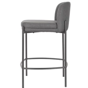 Moritz Charcoal Bar Stool with black fabric seat and powder-coated metal frame for kitchen or bar