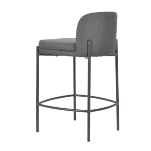 Moritz Charcoal Bar Stool with Black Fabric Seat and Powder-Coated Metal Frame