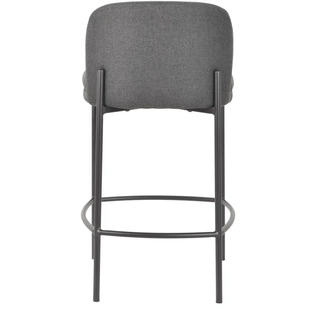 Moritz Charcoal Bar Stool with black fabric seat and powder-coated metal frame for kitchen or bar