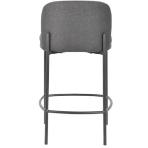 Moritz Charcoal Bar Stool with black fabric seat and powder-coated metal frame for kitchen or bar