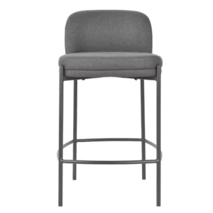 Moritz Charcoal Bar Stool with black fabric seat and powder-coated metal frame for kitchen or bar