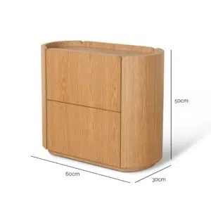 Maya 60cm bedside table natural oak modern design functional storage