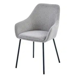 Grey dining chair set of 2 with metal frame and textured fabric for modern dining room