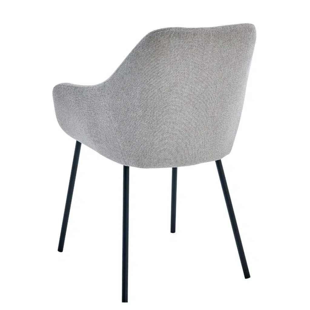 Grey dining chair set of 2 with metal frame and textured fabric for modern dining rooms