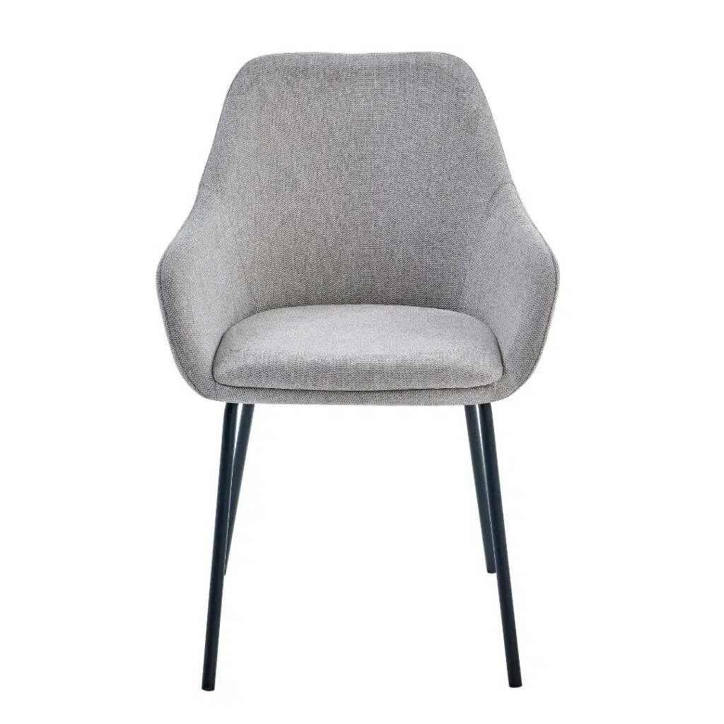 Grey napier dining chair set of 2 with metal frame and textured fabric for modern dining rooms