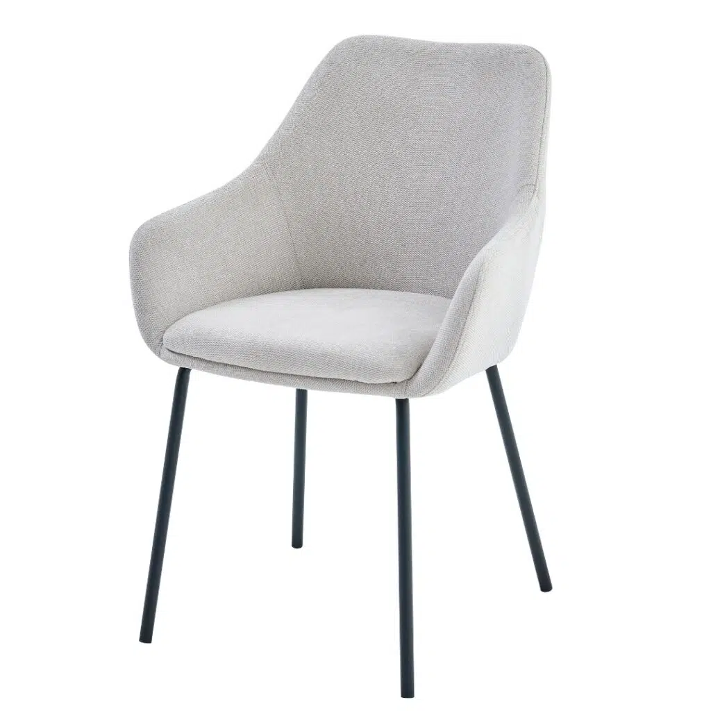 Napier Dining Chair Oat Set of 2 with black metal frame and textured upholstery