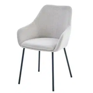 Napier Dining Chair Oat Set of 2 with black metal frame and textured upholstery